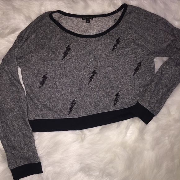 Sequin lightning bolts Express crop sweatshirt - Picture 3 of 7